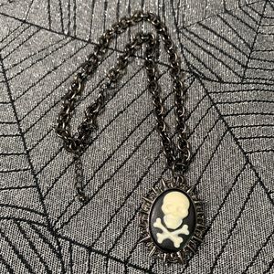 Skull and Crossbones Spiked Cameo Necklace